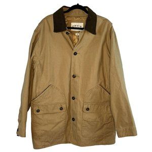 ORVIS Barn Chore Coat Mens L Brown Tan Quilt Lined Corduroy Collar Hunting